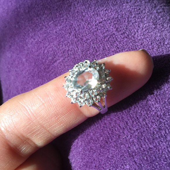 Simulated Diamond and Silver Cocktail Ring - Picture 10 of 10